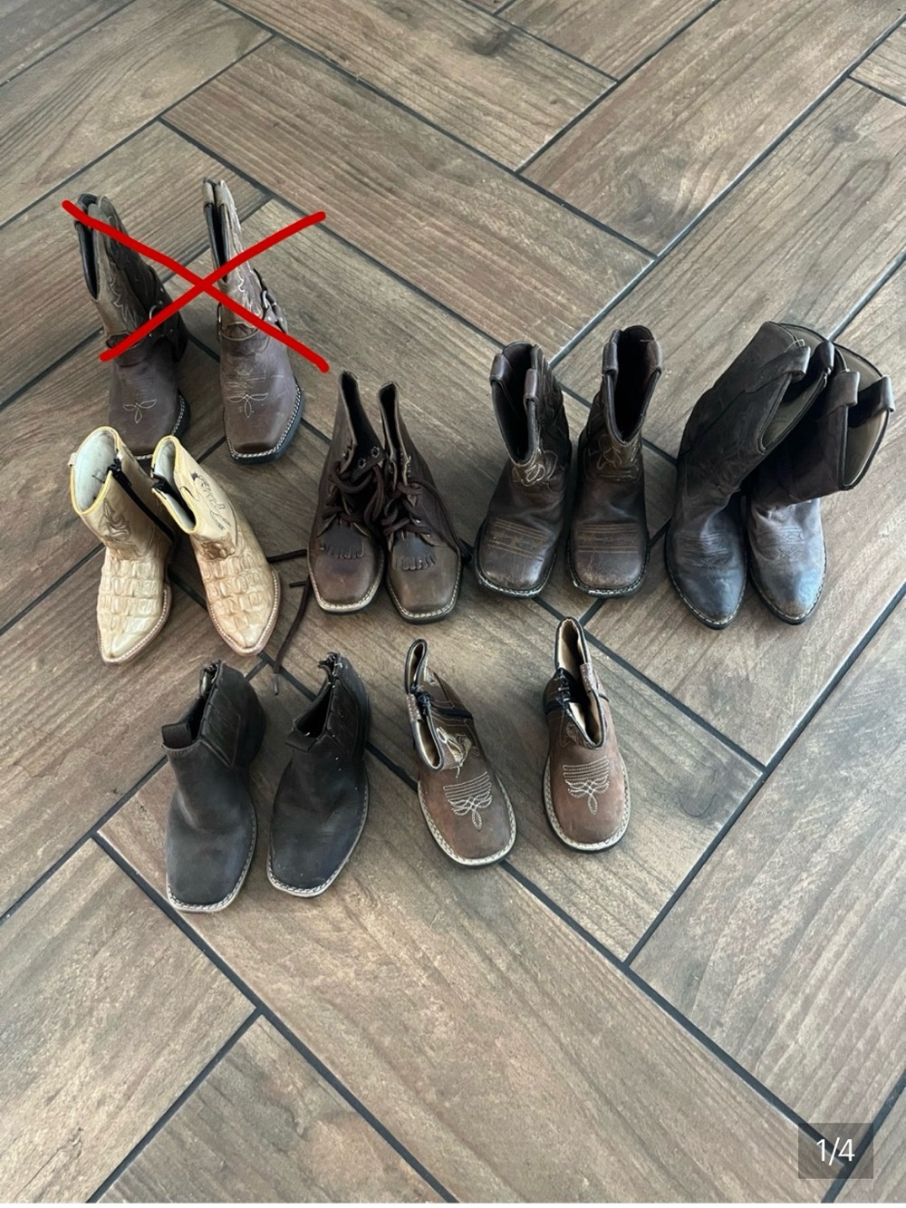Bundle of Kids Brown Western Cowboy Boots - Classic Pull-On Style
